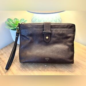 Fossil Dark Brown Leather Clutch